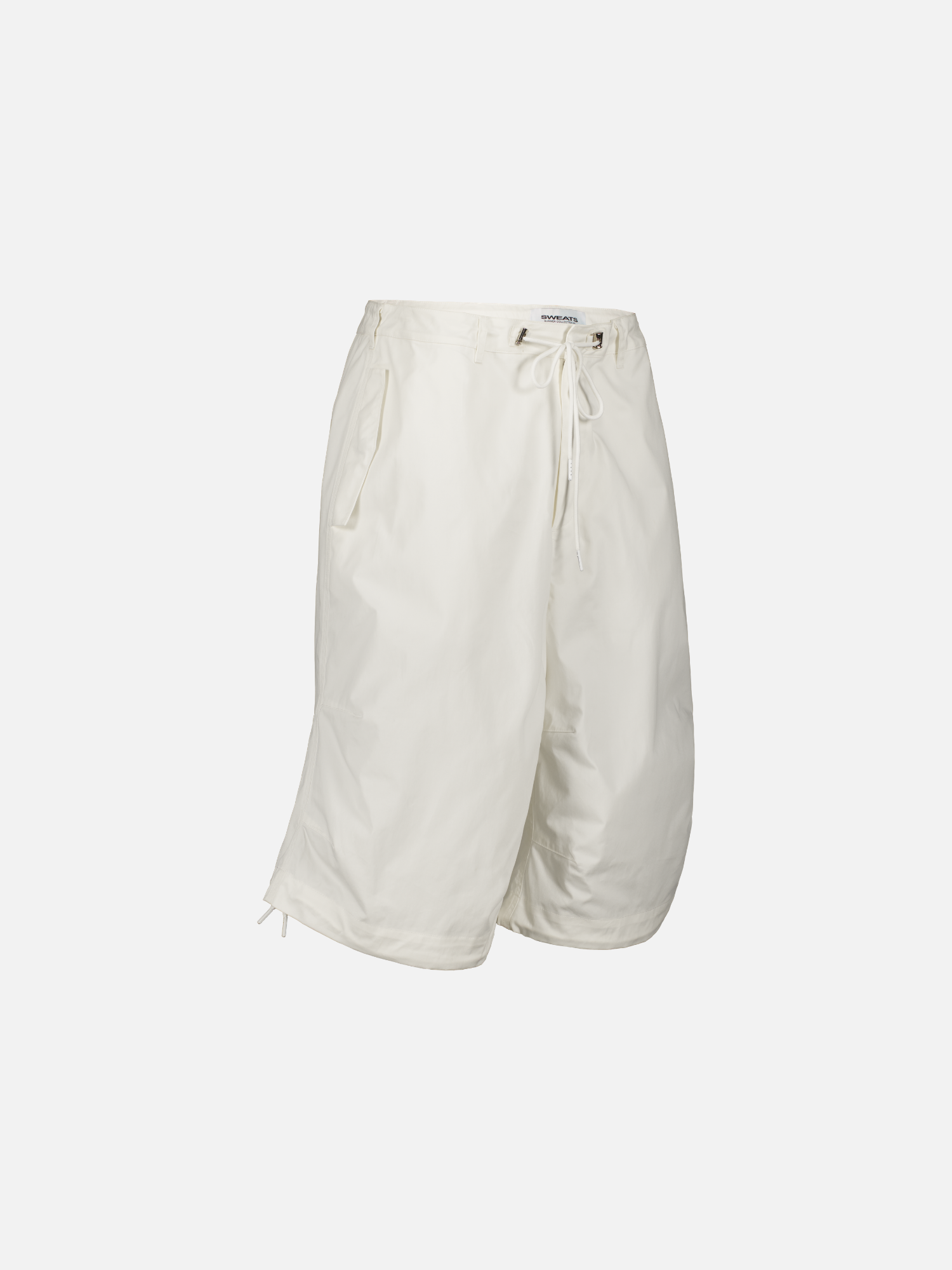 White V3 Flight Shorts by Sweats EU shown from the side, featuring a sleek athletic design and comfortable fit.
