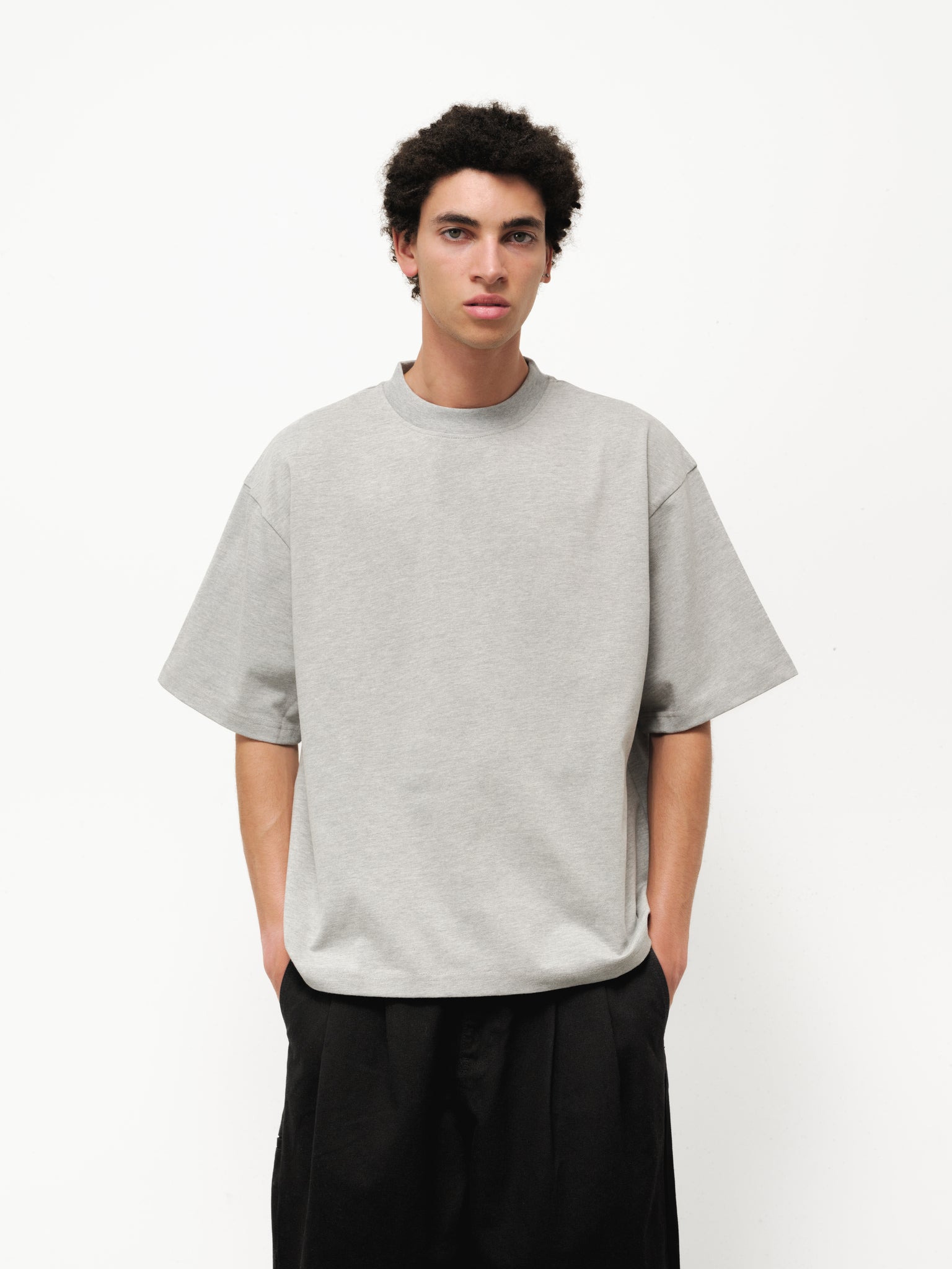 Marle grey Signature Blank T-shirt by Sweats EU, displayed flat with front view and smooth fabric texture.